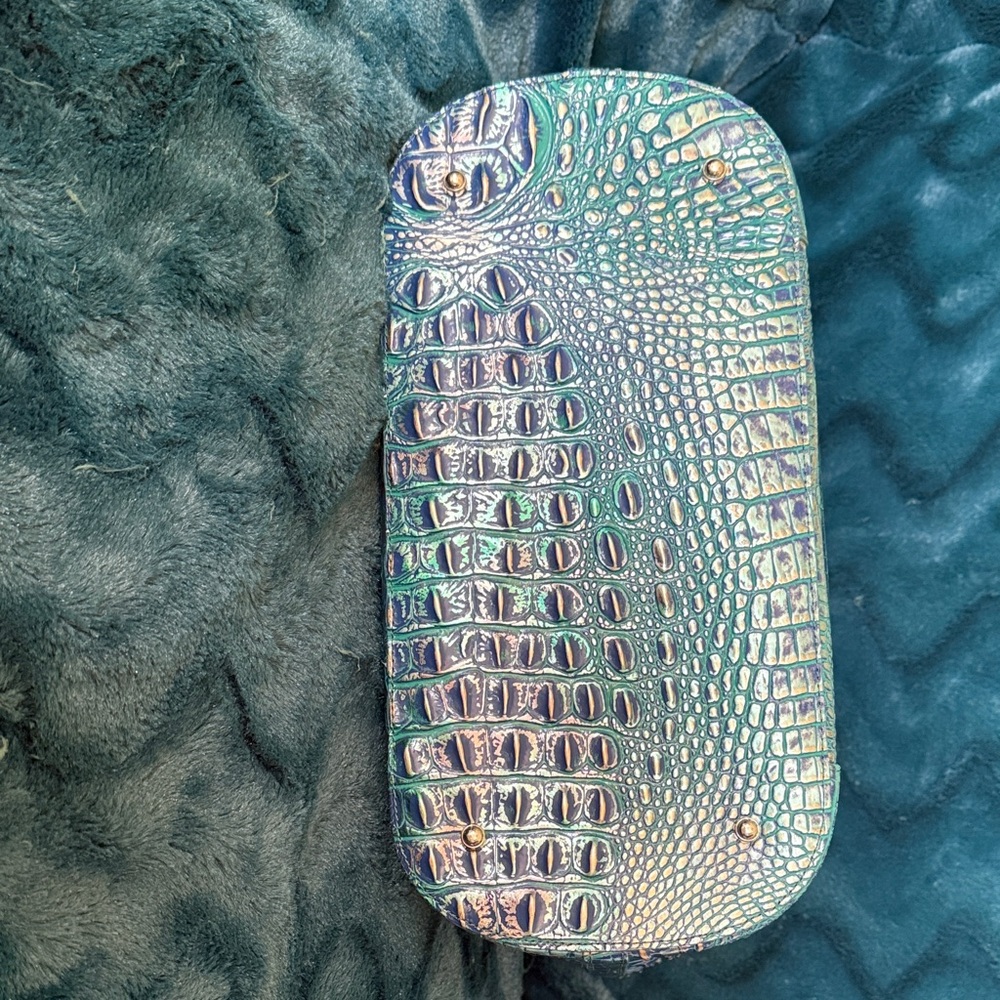 Brahmin Iridescent Blue Crocodile-Embossed Shoulder Bag and Wallet set - Picture 3 of 8